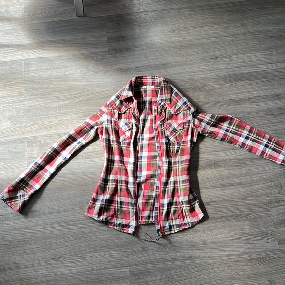 Plaid true religion XS zip up shirt - Picture 5 of 6